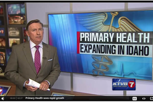 screenshot of a news story on KTVB about Primary Health's expansion in Idaho