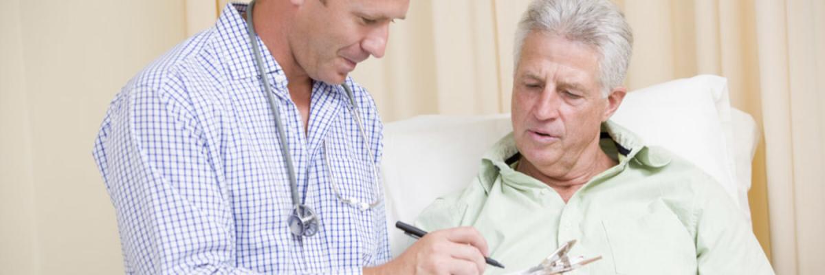 Patient and doctor going over paperwork, Physical Exam