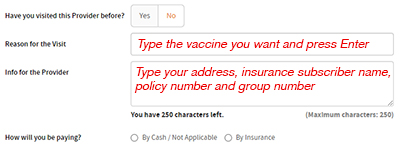 Vaccine online scheduling sample